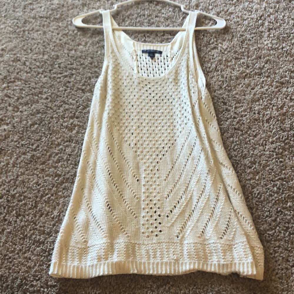 American Eagle silver glitter and cream tank